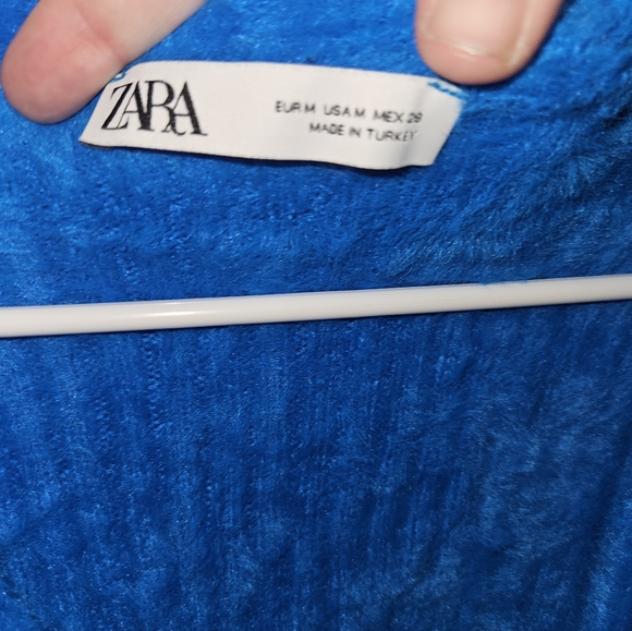 Zara Womans Blue Button Up Cropped Cardigan Size M - Picture 5 of 11